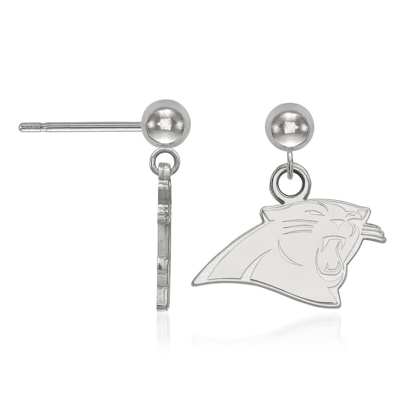 14kt White Gold NFL Carolina Panthers Dangle Ball Stud Earrings image number 1
