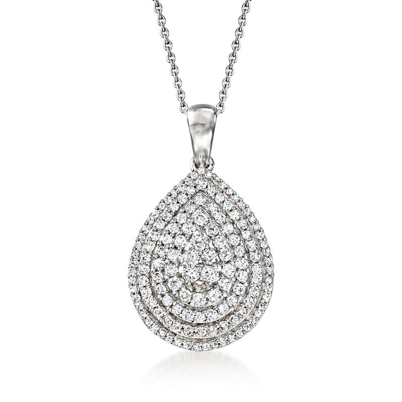 1.00 ct. t.w. Diamond Cluster Pear-Shaped Pendant Necklace in Sterling Silver. 20" image number 0
