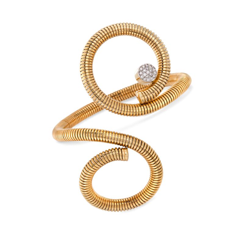 C. 1990 Vintage .30 ct. t.w. Diamond Coil Bracelet in 18kt Yellow Gold image number 0