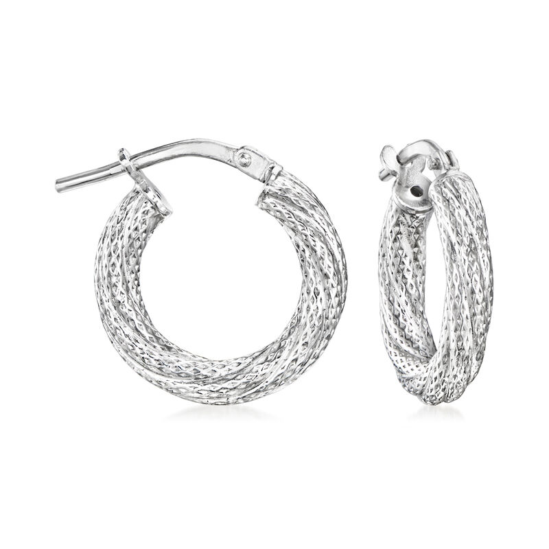 Italian Sterling Silver Jewelry Set: Three Pairs of Hoop Earrings. 1/2-5/8&quot; image number 6