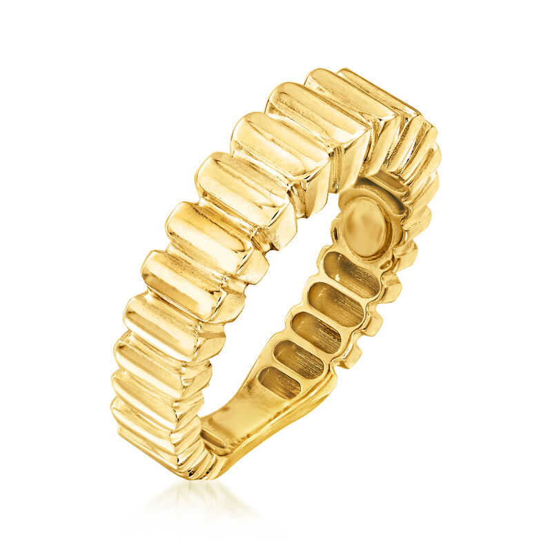 Italian 18kt Yellow Gold Ribbed Ring image number 2