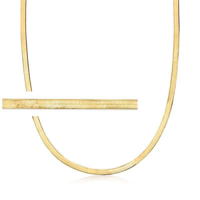 Italian 3.5mm 18kt Gold Vermeil Herringbone Necklace. 16&quot; image number 1