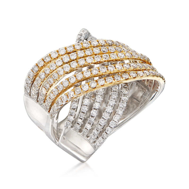 2.31 ct. t.w. Diamond Multi-Row Crisscross Ring in 14kt Two-Tone Gold. Size 7 image number 2