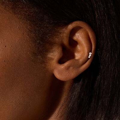.15 ct. t.w. Lab-Grown Diamond Graduated Three-Stone Flat-Back Stud Earrings in 14kt Yellow Gold