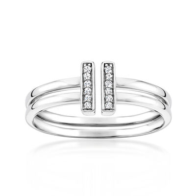 Diamond Open-Space Bar Ring in Sterling Silver