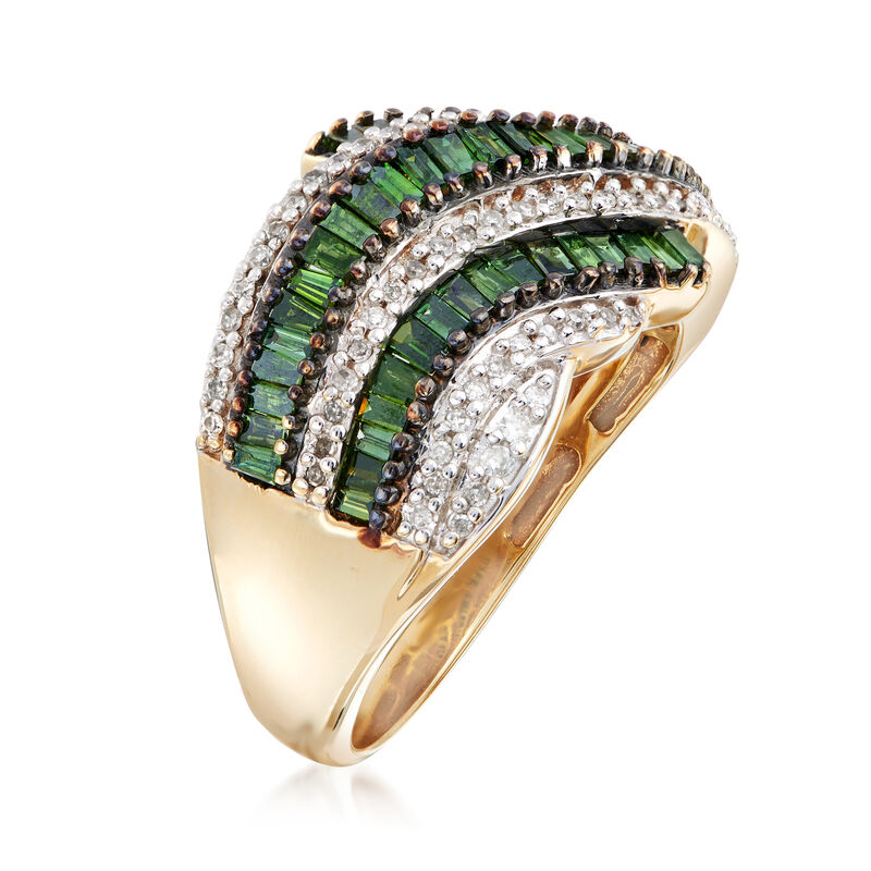 C. 1990 Vintage 2.80 ct. t.w. Green and White Diamond Ring in 14kt Yellow Gold image number 2