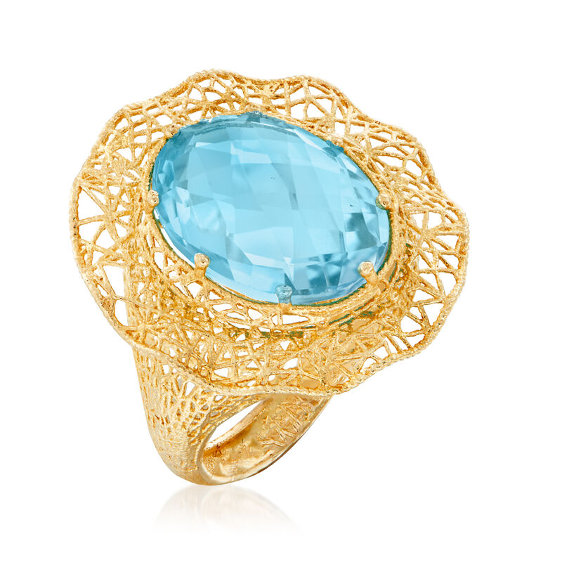 C. 1980 Vintage 9.80 Carat Blue Topaz Ring in 14kt Yellow Gold image number 2