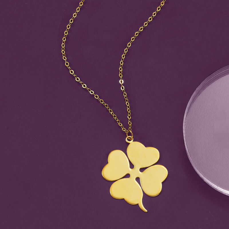 Italian 14kt Yellow Gold Four-Leaf Clover Necklace image number 2