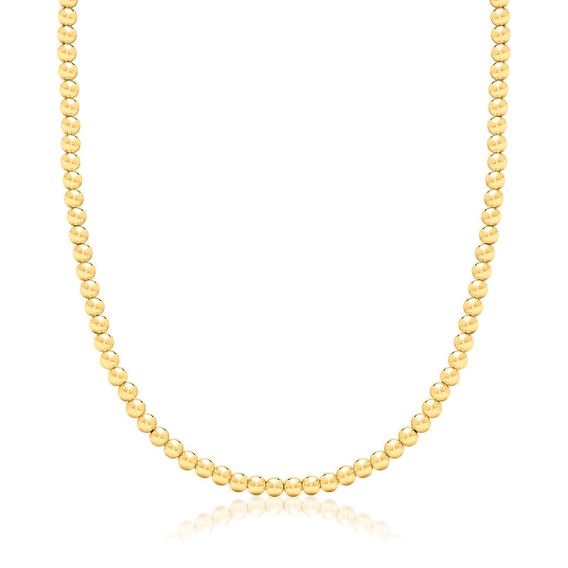 Italian 5mm 14kt Yellow Gold Bead Necklace. 16&quot; image number 1