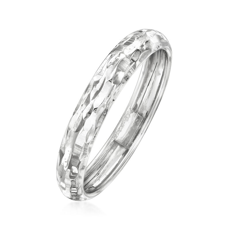 Italian 14kt White Gold Diamond-Cut Ring image number 2
