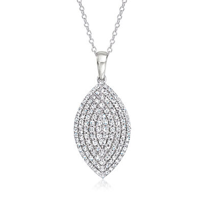 1.00 ct. t.w. Pave Diamond Marquise-Shaped Pendant Necklace in Sterling Silver