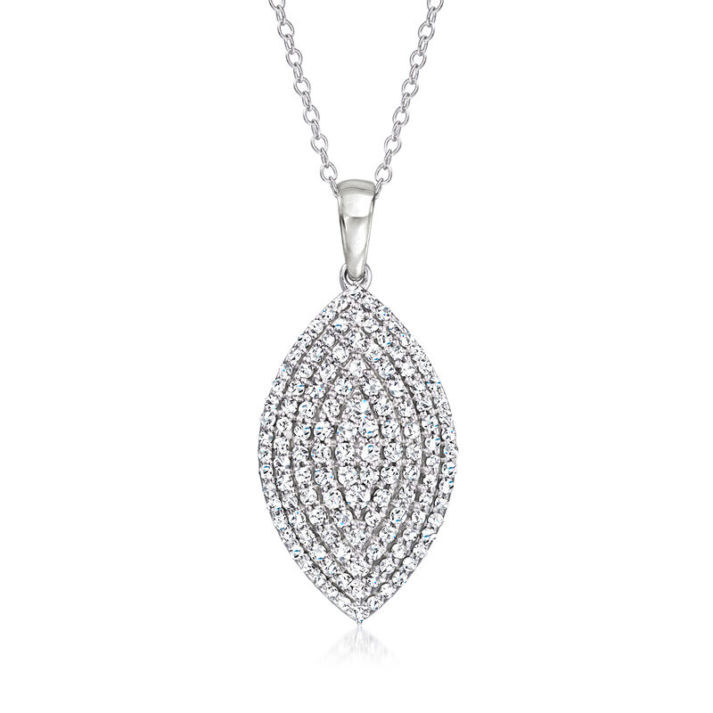 1.00 ct. t.w. Pave Diamond Marquise-Shaped Pendant Necklace in Sterling Silver. 18" image number 0