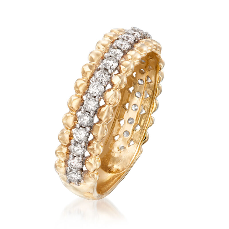 .50 ct. t.w. Diamond Beaded-Edge Ring in 14kt Yellow Gold image number 2