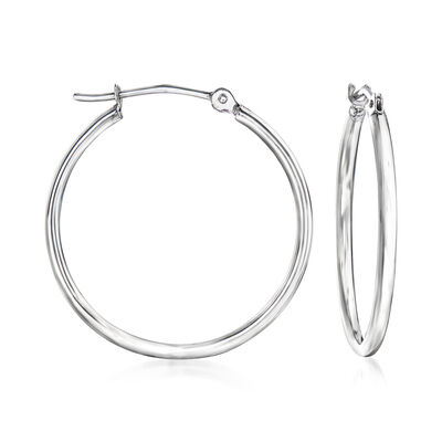 1.5mm 14kt White Gold Hoop Earrings