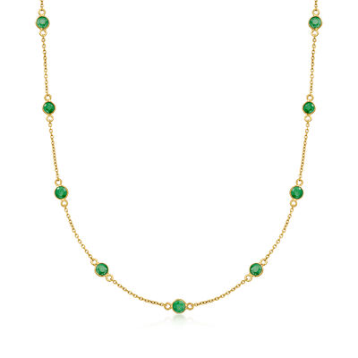 2.20 ct. t.w. Emerald Station Necklace in 18kt Gold Over Sterling