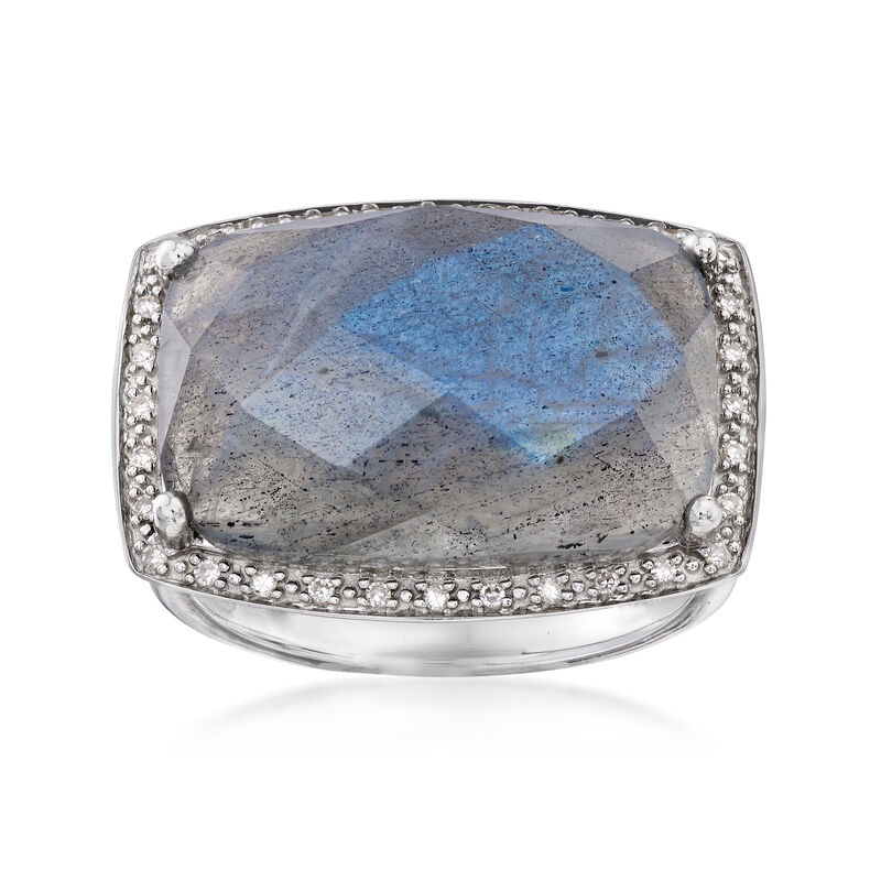 Labradorite and .10 ct. t.w. Diamond Ring in Sterling Silver image number 0