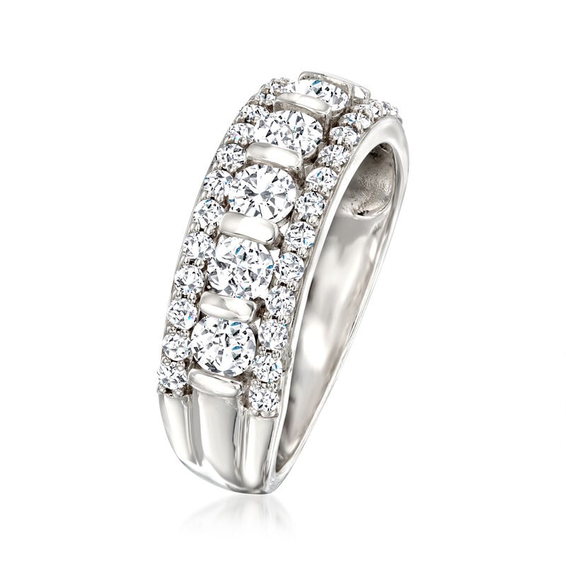 1.50 ct. t.w. Diamond Three-Row Ring in 14kt White Gold. Size 6 image number 2