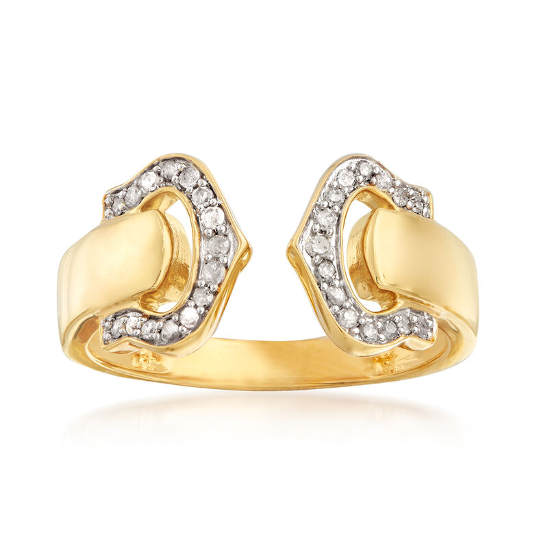 .15 ct. t.w. Diamond Open-Space Double- Buckle Ring in 18kt Gold Over Sterling image number 0