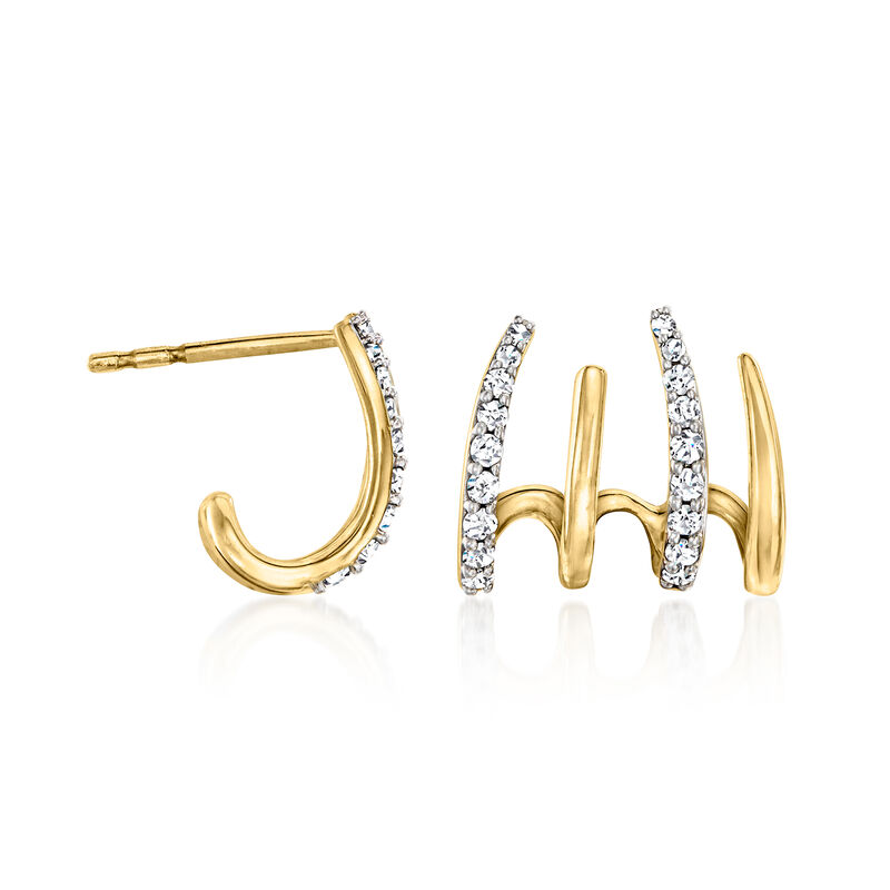.25 ct. t.w. Diamond Multi-Hoop Earrings in 14kt Yellow Gold. 3/8&quot; image number 2