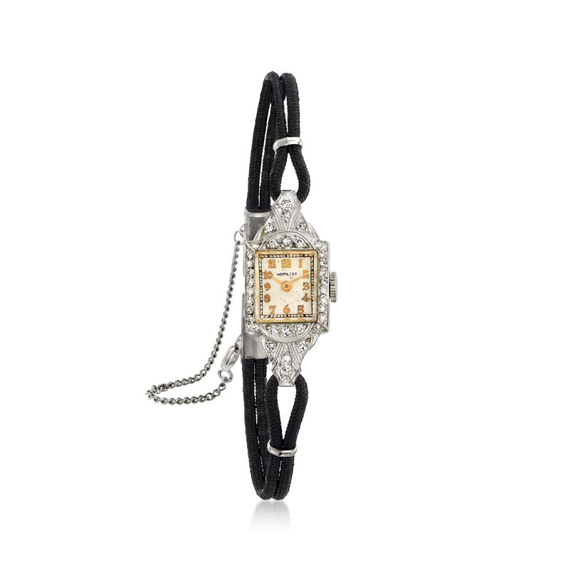C. 1940 Vintage Womens .45 ct. t.w. Diamond 13mm Mechanical Watch in Platinum. Size 7.5 image number 0