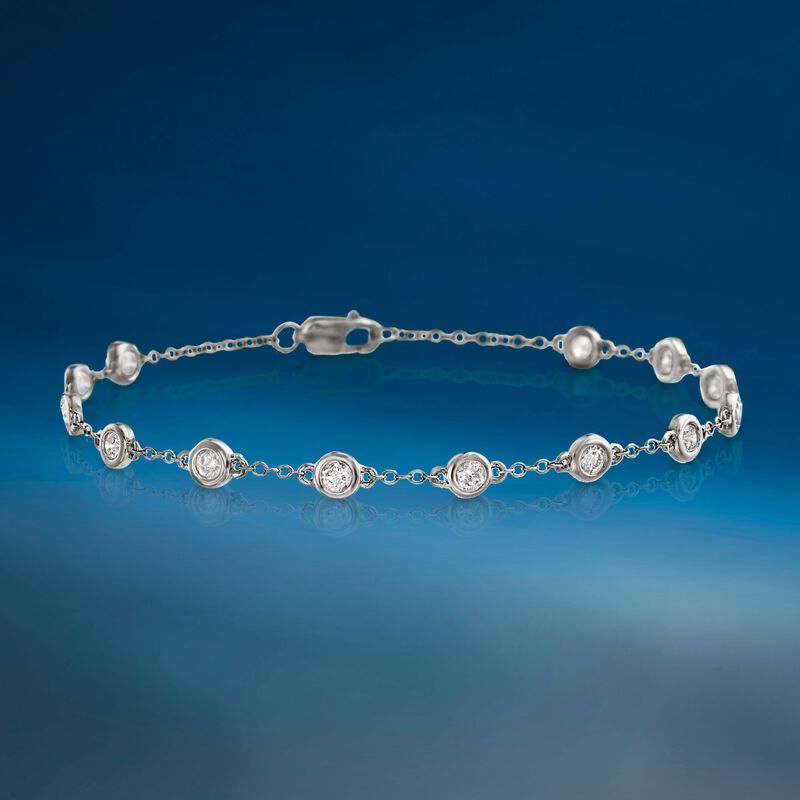 1.00 ct. t.w. Bezel-Set Diamond Station Bracelet in 14kt White Gold image number 2