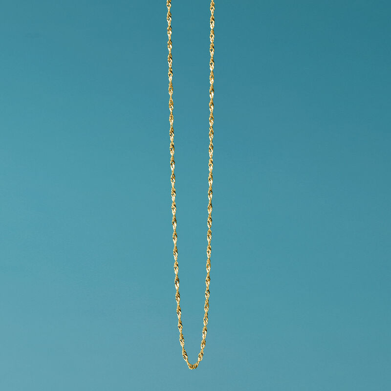 Italian .8mm 14kt Yellow Gold Adjustable Singapore-Chain Necklace image number 3