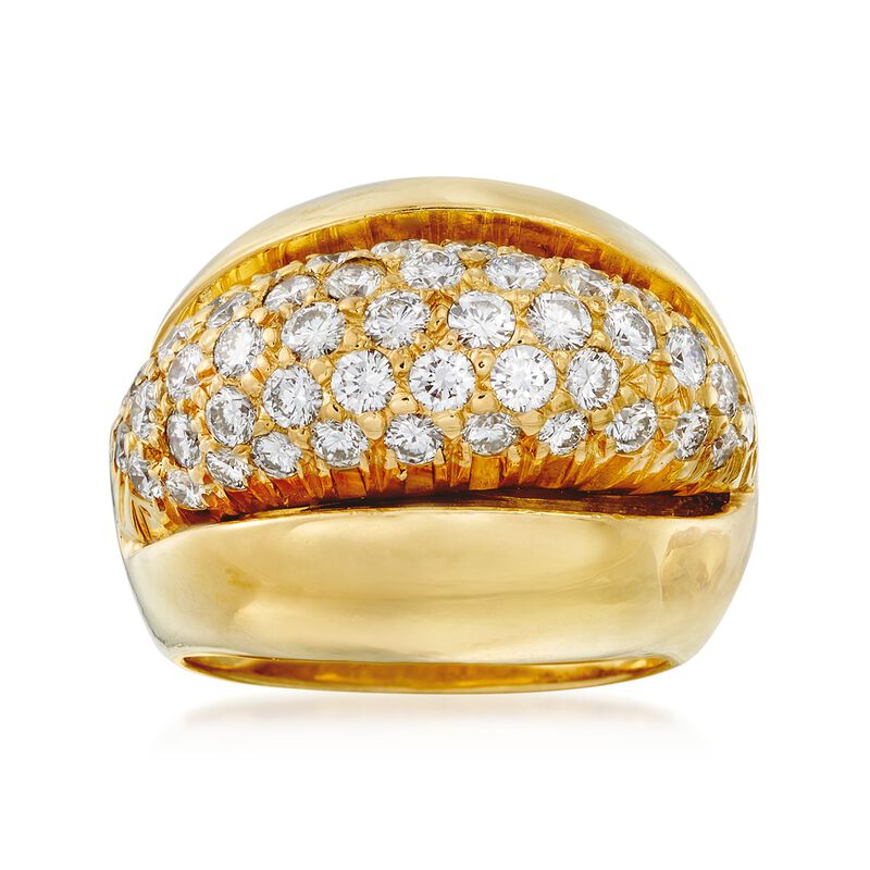 C. 1980 Vintage 1.75 ct. t.w. Pave Diamond Dome Ring in 18kt Yellow Gold. Size 6.5 image number 0