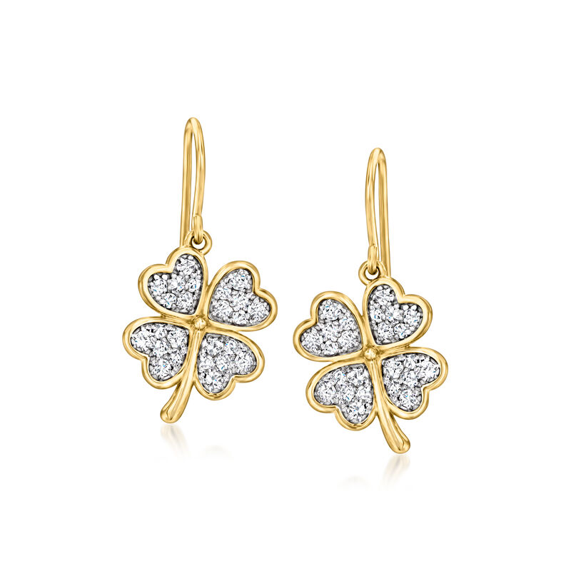 .60 ct. t.w. CZ Clover Drop Earrings in 18kt Gold Over Sterling  image number 0