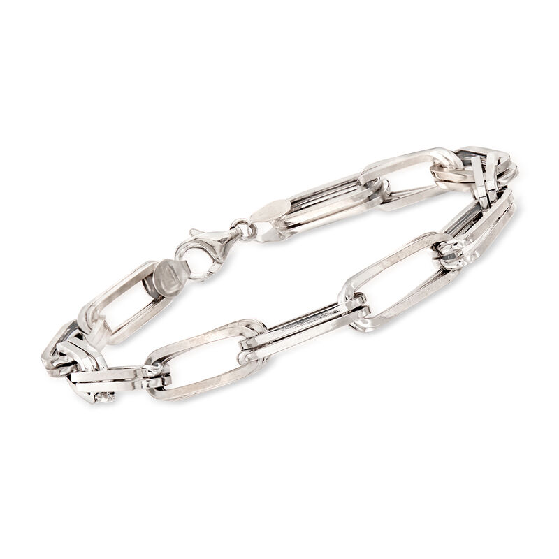 Italian Sterling Silver Double Paper Clip Link Bracelet image number 0