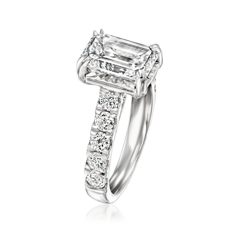4.00 ct. t.w. Emerald-Cut and Round Lab-Grown Diamond Ring in 14kt White Gold image number 2