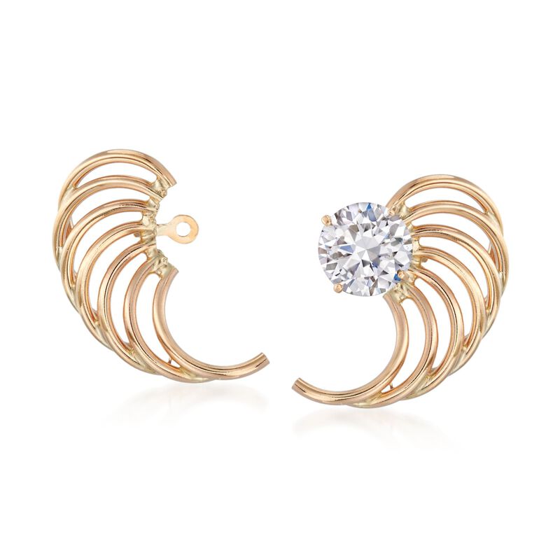 14kt Yellow Gold Open Wing Earring Jackets  image number 0