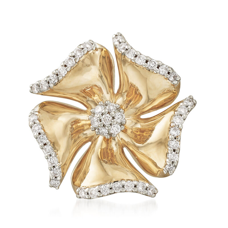 .27 ct. t.w. Diamond Flower Pin in 14kt Yellow Gold  image number 0