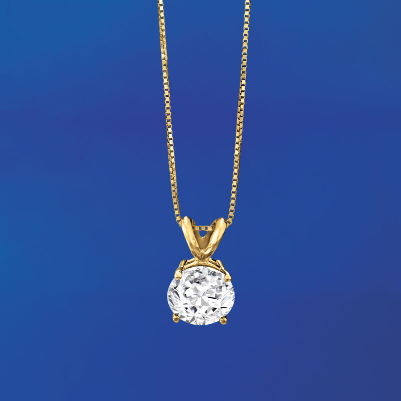 1.20 Carat Diamond Solitaire Necklace in 14kt Yellow Gold image number 3