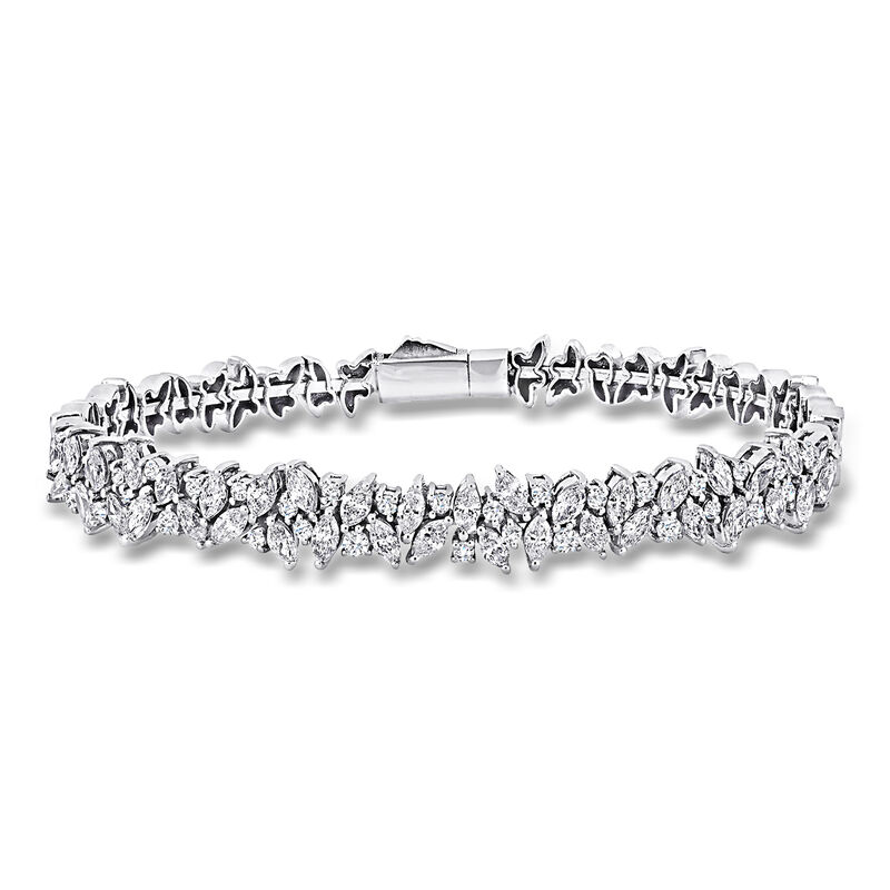 3.00 ct. t.w. Marquise and Round Diamond Bracelet in 14kt White Gold. 7" image number 0