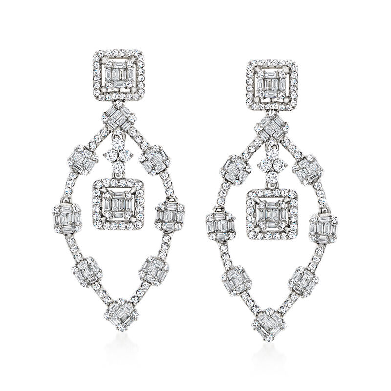 2.80 ct. t.w. CZ Open-Oval Drop Earrings in Sterling Silver  image number 0
