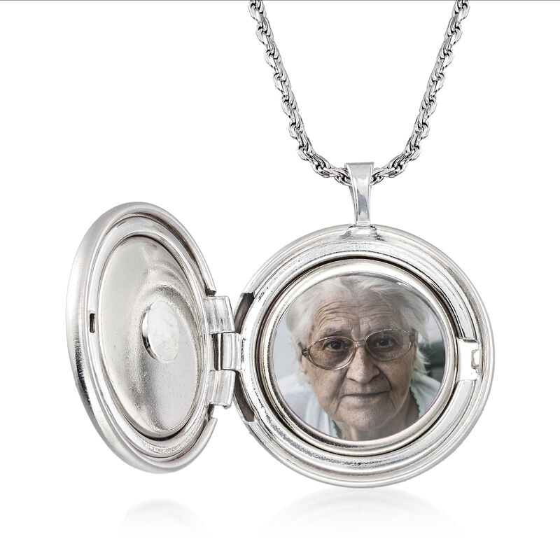 &quot;In Loving Memory&quot; Rose Memorial and Photo Locket Pendant Necklace in Sterling Silver image number 2