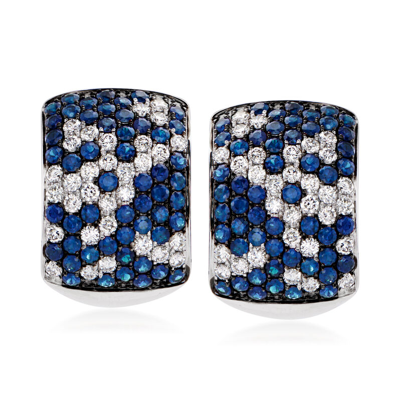 3.90 ct. t.w. Sapphire and 1.80 ct. t.w. Diamond Earrings in 14kt White Gold image number 0