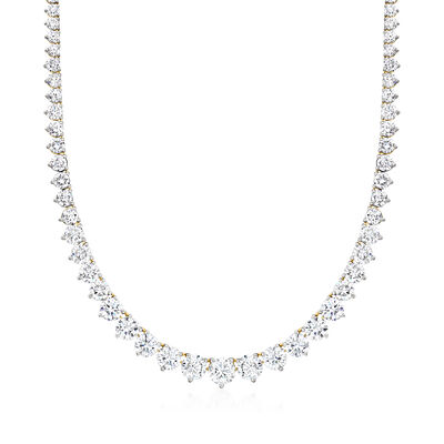 15.00 ct. t.w. Graduated Lab-Grown Diamond Tennis Necklace in 14kt Yellow Gold