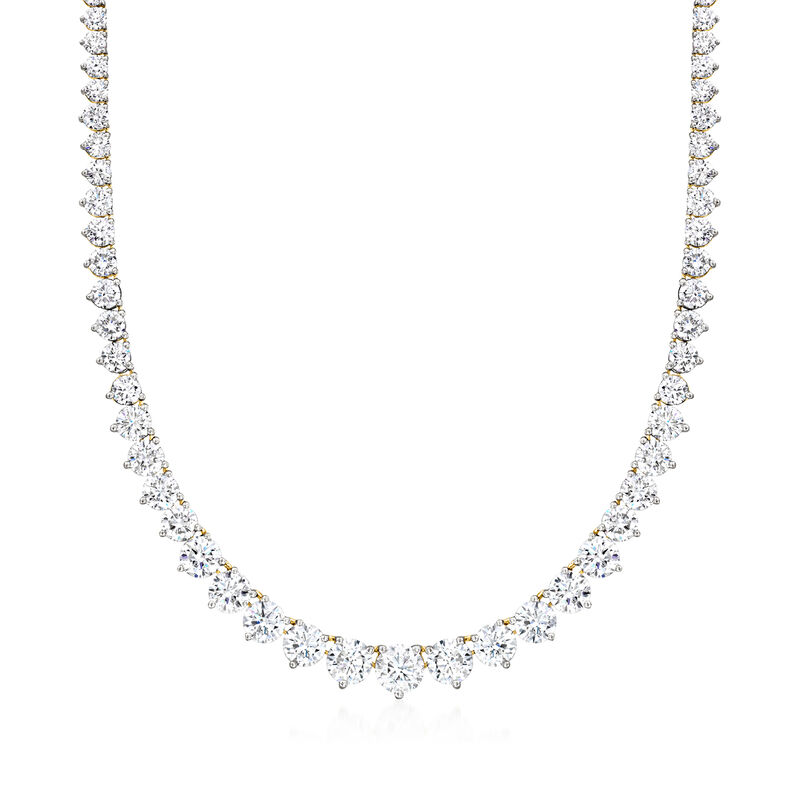 15.00 ct. t.w. Graduated Lab-Grown Diamond Tennis Necklace in 14kt Yellow Gold image number 0