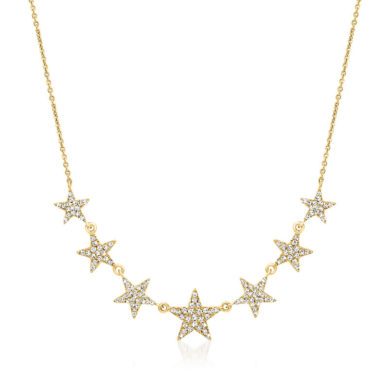 .50 ct. t.w. Diamond Seven-Star Necklace in 14kt Yellow Gold. 15&quot; image number 0