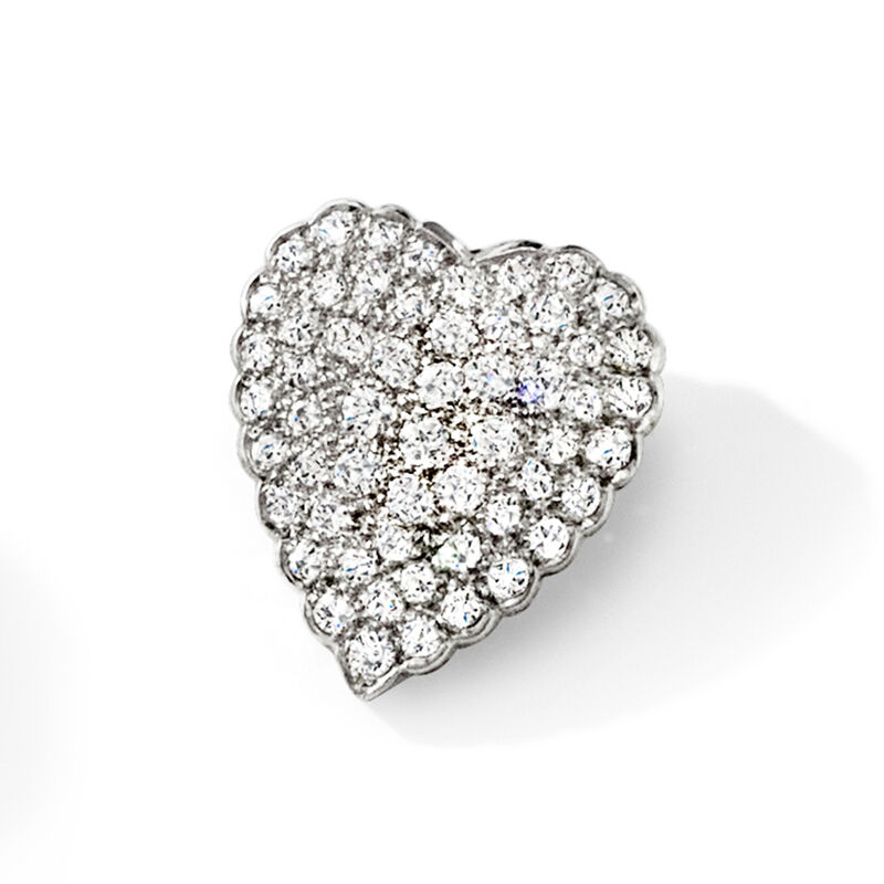 C. 1980 Vintage 2.35 ct. t.w. Diamond Heart Pin in 14kt White Gold image number 2