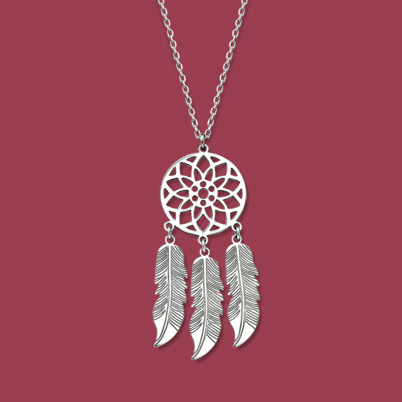 Italian Sterling Silver Dreamcatcher Necklace  image number 2