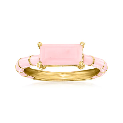 Pink Opal and Pink Enamel Ring in 18kt Gold Over Sterling