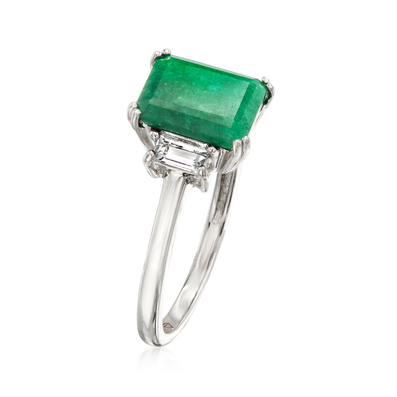 2.00 Carat Emerald Ring with .30 ct. t.w. White Topaz in Sterling Silver image number 2