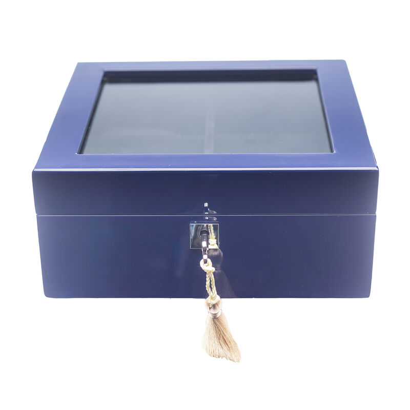 Brouk & Co. 6 Slot Blue Wooden Watch Box image number 1