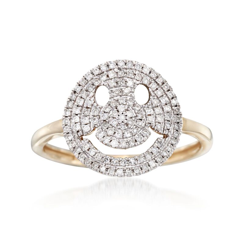 .23 ct. t.w. Diamond Smiley Face Emoji Ring in 14kt Yellow Gold image number 0
