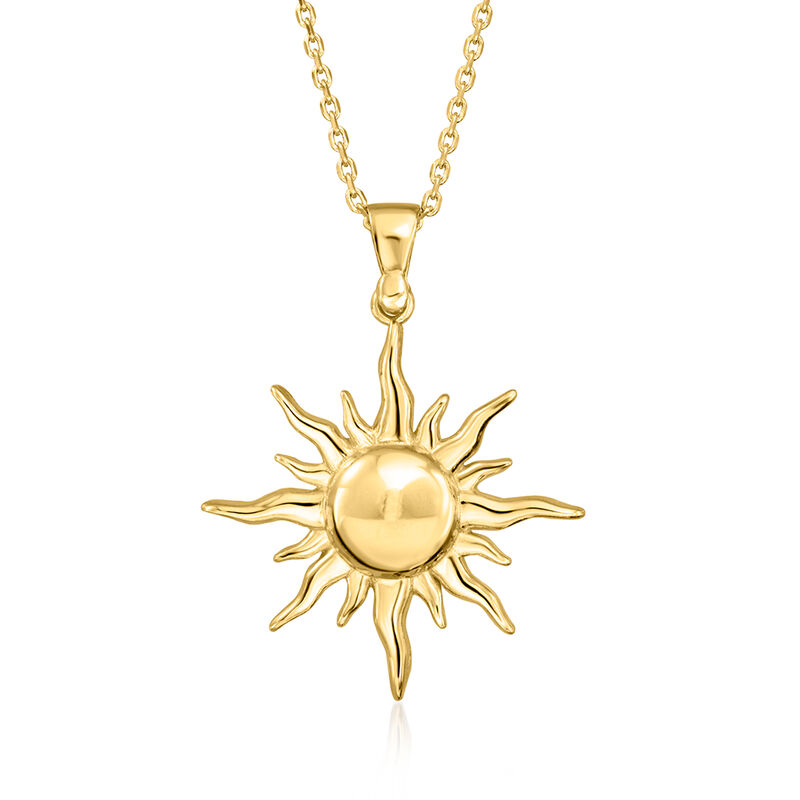 Italian 18kt Gold Over Sterling Sun Pendant Necklace. 18&quot; image number 1