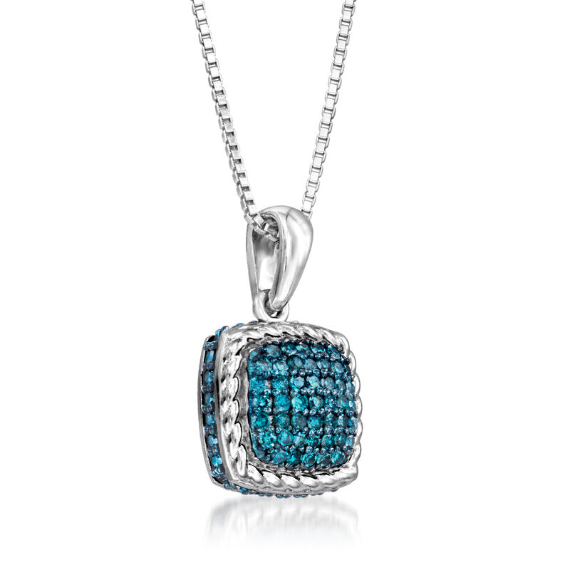 .25 ct. t.w. Blue Diamond Pendant Necklace in Sterling Silver. 18&quot; image number 2