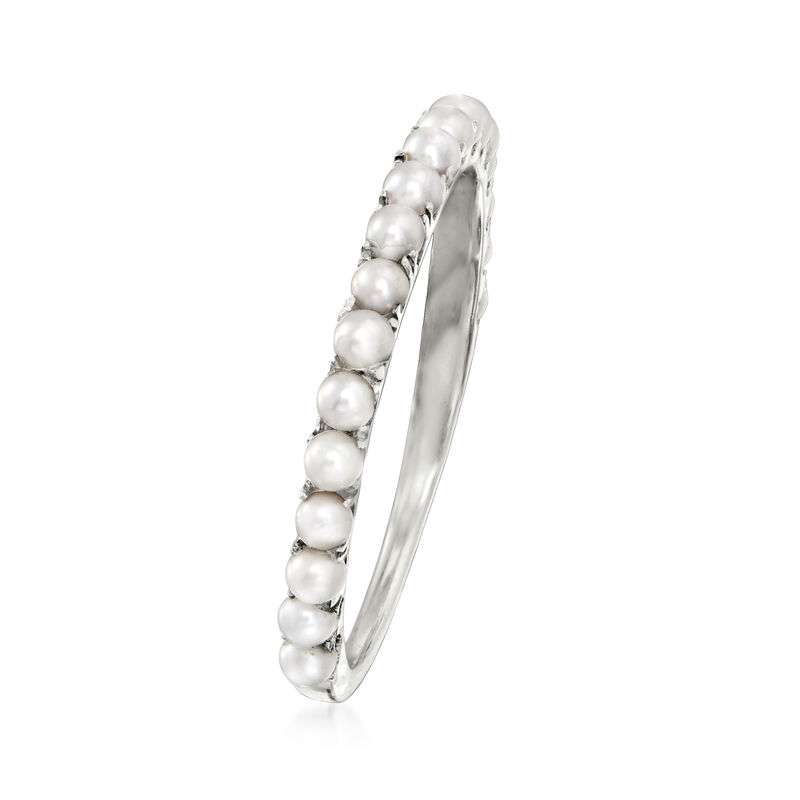 1.5-2mm Cultured Pearl Ring in 14kt White Gold. Size 9 image number 2