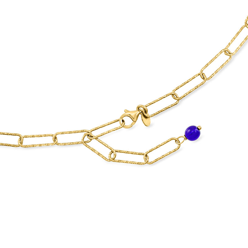 Italian Multicolored Murano Glass Teardrop Paper Clip Link Necklace in 18kt Gold Over Sterling image number 2